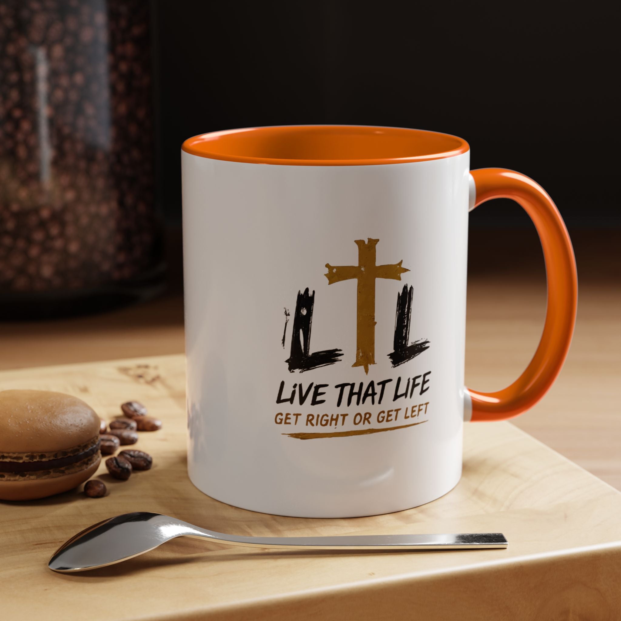 Live That Life Cross Coffee Mug — 'Get Right or Get Left' Inspirational Christian Mug